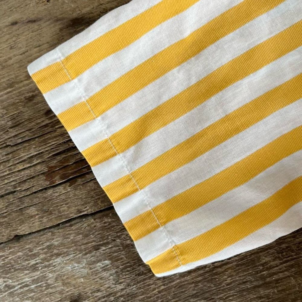 Vintage 60s Cute Retro Minimal Striped Yellow White Top XS Small Womens - Picture 3 of 6